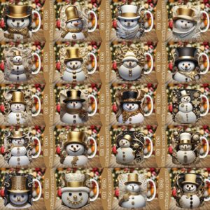 23 Plantillas Para Sublimar Tazas PNG Muñecos de Navidad