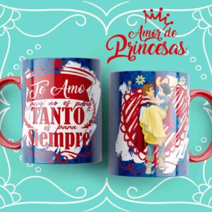 8 Plantillas Amor Princesas En formatos Psd, Jpg Para Sublimar Tazas