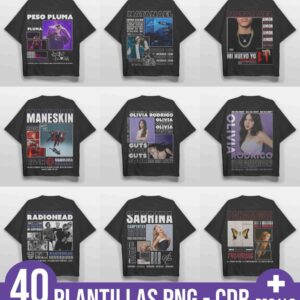 +100 Diseños Artistas Musicales En Formatos Cdr, Pdf, Png Para Sublimar, Dtf, Serigrafia