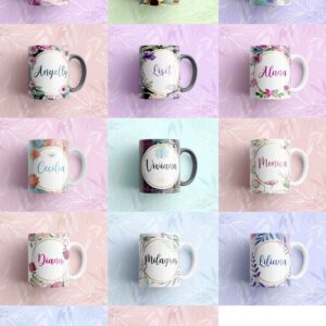 10 Plantillas Florales Para Sublimar Tazas Psd, Jpg